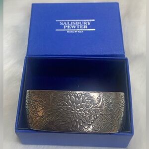 Salisbury pewter flower birth month cuff November Chrysanthemum